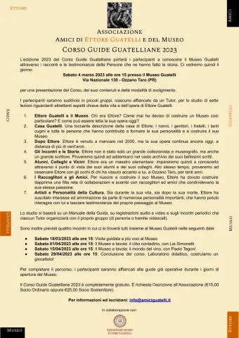Locandina del Corso Guide Guatelliane 2023